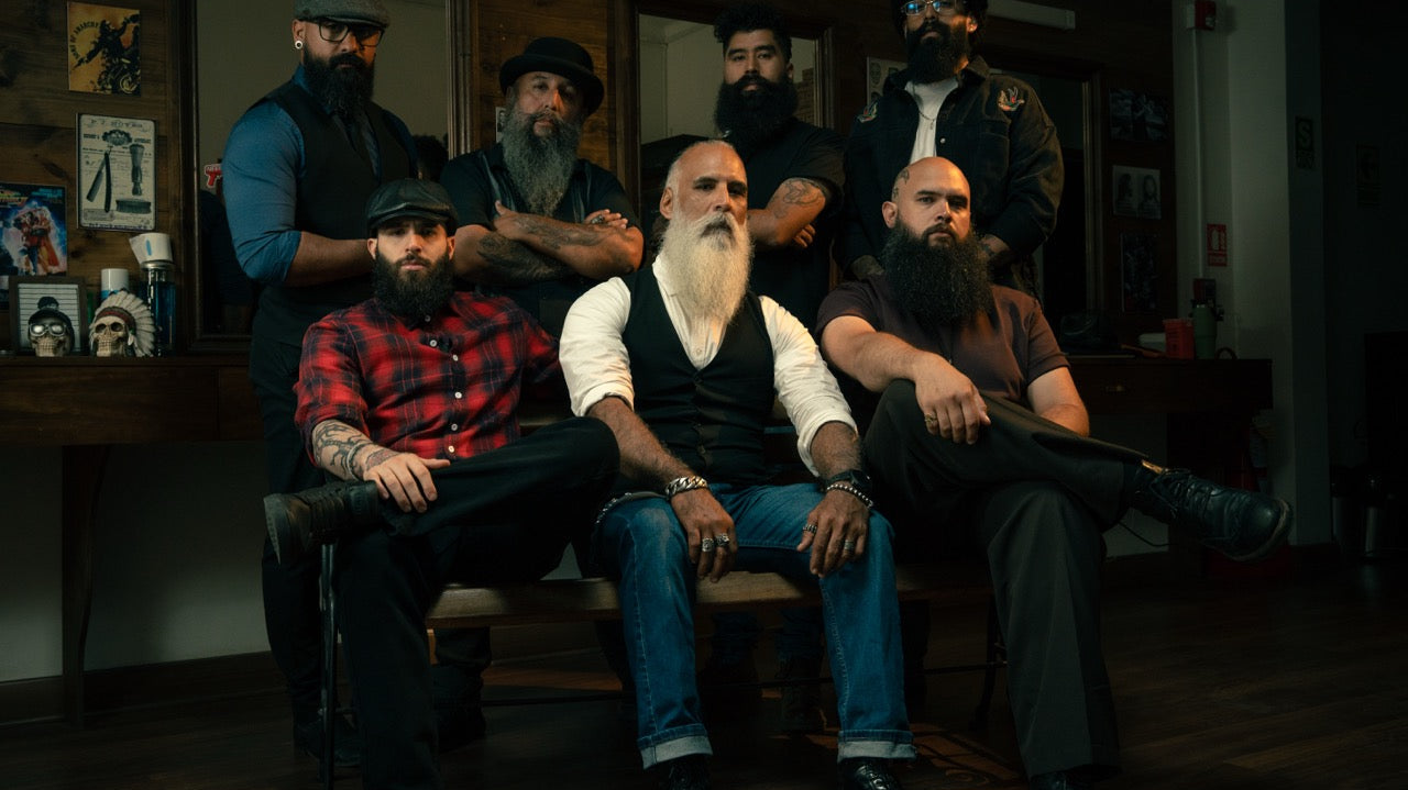 Aceite, bálsamo y cera para barba El Turco lado a lado
