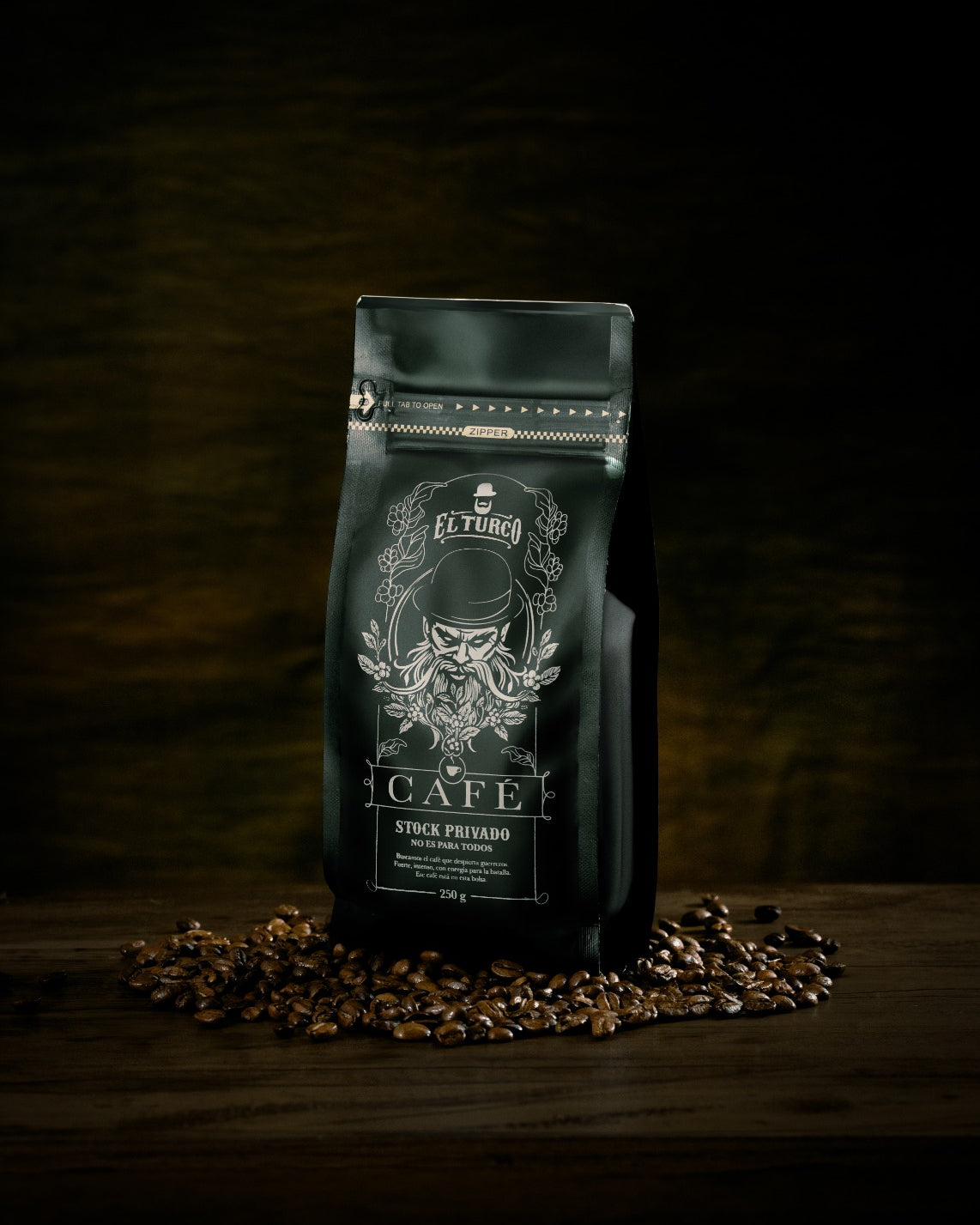 Café en Grano 250g Stock Privado – vista