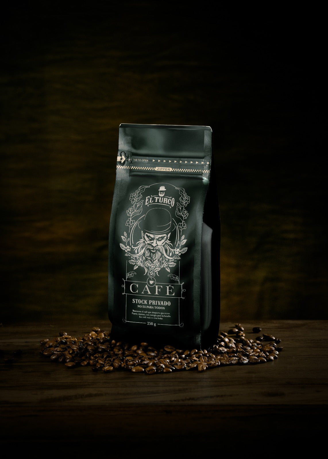 Café en Grano 250g Stock Privado – vista