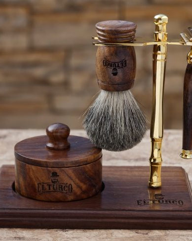 Shaving Set Premium: Safety Razor + Brocha Tejón + Bowl – vista