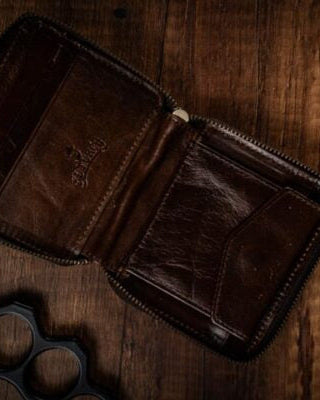 Billetera Monedero Cuero Genuino con Cierre – detalle