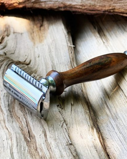 Safety Razor Old School Madera + 10 Hojas – vista