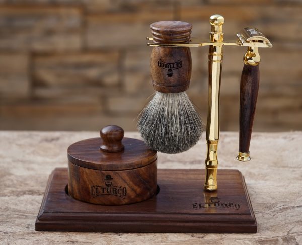 Shaving Set Premium: Safety Razor + Brocha Tejón + Bowl – vista