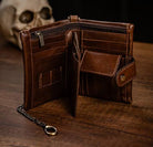 Billetera Biker Cuero Genuino con Cadena – detalle