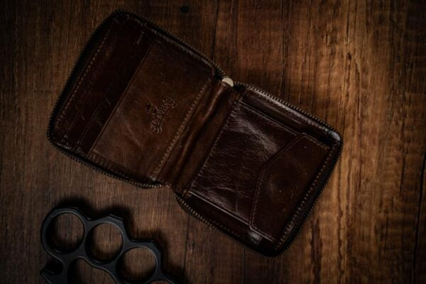 Billetera Monedero Cuero Genuino con Cierre – detalle